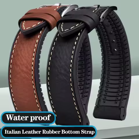 Italian Leather Silicone Watchband For Omega Strap Hamilton Tudor Breitling Rubber Bottom Waterproof
