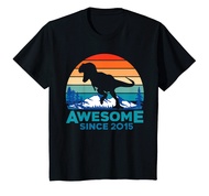 Kids Awesome Since 2015 Shirt 9 Years Old Dinosaur Gift T-Shirt