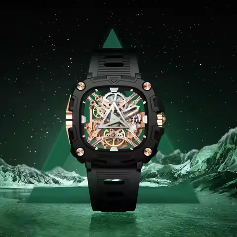 CIGA Design Skeleton Mens Automatic Watches 2024 Series X Eye Of Horus Luminous Square Mechanical Wr