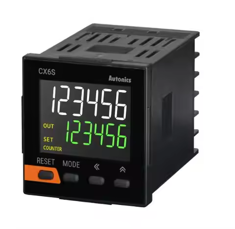 CX6S-1P4 Counter/Timer, W48xH48mm, 6-Digit, LCD, 1 Preset, PNP or NPN Input, Prescale value setting,