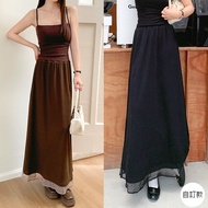 [HARPER] Brand Customized Slimmer Look Elegant Brushed Gauze Long Skirt Midi Skirt | Mid-Length Autu