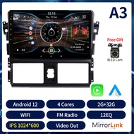 ACODOวิทยุติดรถยนต์2din Android12หัวหน้าหน่วยเครื่องเล่นมัลติมีเดียสำหรับโตโยต้าวีออส3 2014-2016 WiFi + 4กรัมCarPlay Androidอัตโนมัติ10นิ้ว8กรัมRAM 128กรัมรอม8แกนQled AM FM RDS IPS