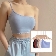 Basic Ribbed Toga Spag Cami Crop Top