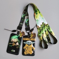 Anime baby yoda star wars Minifigures Campus Card Lanyard Key Ring Holder Card Holder With Lanyard Neck Strap Card Bus Card Case Lanyard Work Identity Badge 2 Cards Cover id card holder ezlink trace together