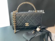 Chanel wallet on chain with handle black gold 黑金woc