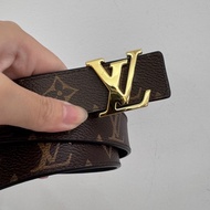 LV 老花黑牛皮雙面皮帶 75CM