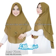 Khimar Ceruty 2 Layer Payet Bunga Flora/Jilbab Instan Pet Ceruty Babydoll