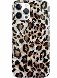 ▶$1 Shop Coupon◀  Jwest Leopard Case Compatible with iPhone 12 Pro Max Case,Luxury Glitter Sparkly T