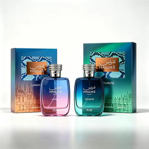 Hawas London & Atlantis For Men Eau de Parfum Combo Set, 100ml Fresh Aquatic Woody Men Cologne Kit, 