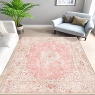 1pc Pink Bedroom Rug 6x9 Girls Boho Style Rug, Washable Non-Slip Carpet For Living Room, Dorm, Dinin