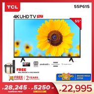 TCL 55 Inch 4K Smart Android TV - 55P615 (HDR, Netflix, YouTube, Chromecast, Google Assistant, Dolby