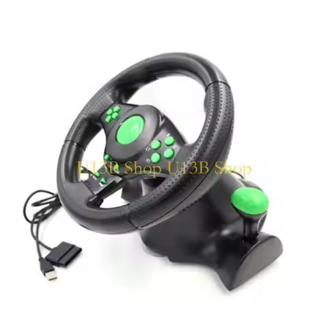U13B 4 in 1 Gaming Steering Wheel with Pedals 180 Degree Rotation Vibration USB Car Steering Wheel f
