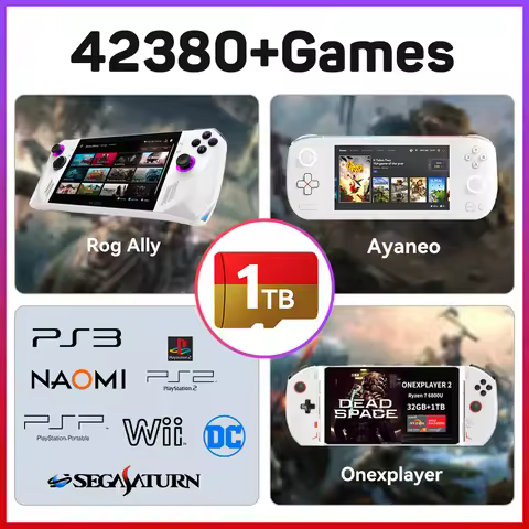 512G Game Card for ROG Ally/Ayaneo/OnexPlayer/Handheld Game Consoles/PC for PS3/PS2/SS/PS1/PSP/DC/MA