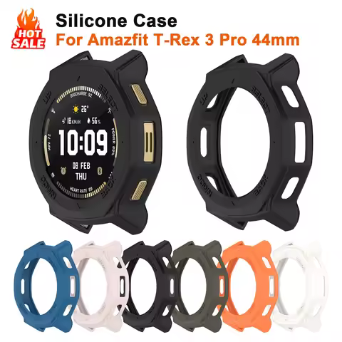 Silicone Case For Amazfit T-Rex 3 Pro 44mm Smart Watch Screen Protector All-around Bumper for T-Rex 