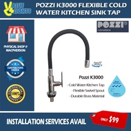 Pozzi K3000 Black Flexible Swivel Spout Kitchen Sink Tap Cold Water Adustable Bend Spout KRIS 3000