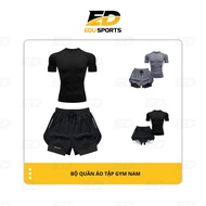 Edu Sport Men's Gym Clothing Set Combining Body Shirt and 2-Layer 4-Way Stretch Shorts BMNT01