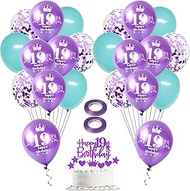Purple Balloon 19th Birthday Girl Decoration Pack of 22 Purple Blue Happy 19th Birthday Latex Balloo