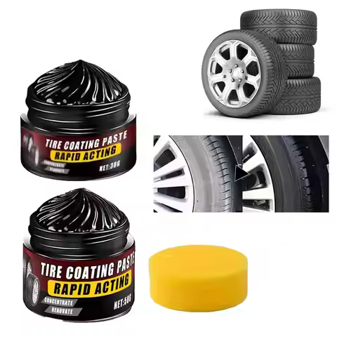 30/50g Car Tire Coating Paste, Black Shine Restorer with Sponge Shine Restorer Lasting Long Protecti