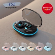 TWS X55 Sleep Earbuds Wireless Bluetooth LED Display Headset HiFi Stereo Waterproof Noise Cancelling