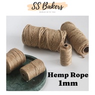 1mmx50m Hemp Rope String Roll Cake Box Packaging Gift Wrapping Box Flower Wrapping String/Tali Guni/