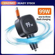 99W 3 In 1 Car Charger Retractable Cable Fast Charge Mobile Phone Adapter For All Mobile Phones