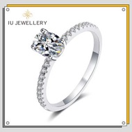 閃鑽莫桑系列 : 925純銀莫桑石 鴿子蛋 橢圓形 戒指