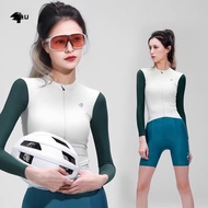 เสื้อผ้าปั่นจักรยานแขนยาวสำหรับผู้หญิง LAMEDA Qingyun ป้องกันแสงแดดแห้งเร็วเสื้อผ้าปั่นจักรยานทางไกล