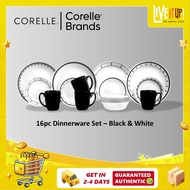 CORELLE 16pc Dinnerware Set - Black & White