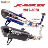 ท่อไอเสียรถจักรยานยนต์สำหรับ YAMAHA Xmax 300 Xmax 250 2017-2023 ปลายท่อกลางหน้าท่อไอเสียแบบสวมข้อศอก