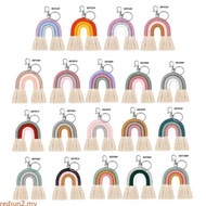 redsun2 Trendy Tassel Macrame Keyrings Weaving Rainbow Keychain for Boys Girls Birthdays