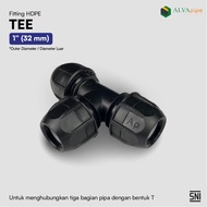 HDPE ALVApipe Tee Pipe Fitting 1" (32 mm) (Black)
