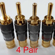 8x Nakamichi Speaker banana plug Audio Adapter Converter 24K Screw Lock