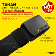 TAHAN Nylon Belt Lelaki Airport Friendly Adjustable Travel Outdoor Lightweight Belt GREENWOOD