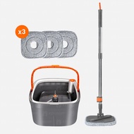 ไม้ม็อบ ชุดถังปั่น แยกน้ำสกปรก EZY MOPP (ไม้1ถัง1+ผ้าม็อบทั้งหมด3ผืน) ไม้ถูพื้น ไม้ม็อบถูพื้น พร้อม
