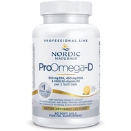Nordic Naturals ProOmega-D, Lemon Flavor - 60 Soft Gels - 1280 mg Omega-3 + 1000 IU D3 - High-Potenc