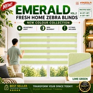 [VINZOLA] EMERALD VOL.2 LIME GREEN Korea Zebra Blinds | Semi Blackout | W2FT–8FT H6FT–9FT | Langsir 