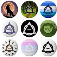 58mm Therian Delta Symbol Button Pin Creative Cartoon Rainbow Therian Sign Brooch Badge Bag Cloth Ha