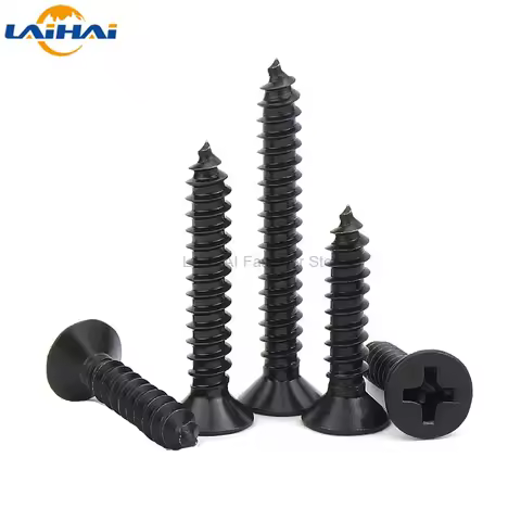 50/100X M1 M1.2 M1.4 M1.7 M2 M2.3 M2.6 M3 M3.5 M4 Black Steel Small Cross Phillips Flat Countersunk 