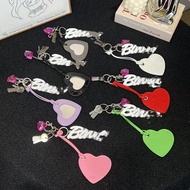 New Bajia rodeo Love Mirror Bag Pendant Motorcycle Style Metal Letter Keychain Fashion Trendy Pendan