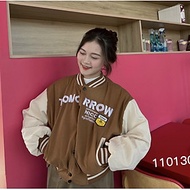 áo khoác nhung da lộn lửng chữ tomo rrow Nữ Unisex Mẫu Mới, Áo khoác da lộn 2 lớp bomber croptop logo thêu form 70kg