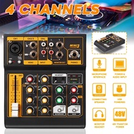 DC 48V Mini Portable 4 Channels USB Mixer Live Studio Audio Mixing Console DJ Sound Amplifier for KTV Music Karaoke