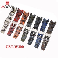 Camo Resin Strap for Casio G-Shock GST-W300 GST-S110/S100G /W110 Sport Waterproof Rubber Watch Band Stainless Steel