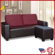 CASSA Dorel L Shape Sofa Pu Fabric Red Db