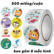 Cute rolled reward stickers with animal shapes - reward stickers for students, teachers, parents, no
