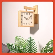 Double-Sided Solid Wood Clock Clock Time Corner Mute Fashion Modern Minimalist Living Room Household