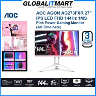 AOC AG273FXR 27" AGON IPS LED FHD 144Hz 1MS Pink Power Gaming Monitor (Pink &amp; White color) (Brought to you by GLOBAL IT MART PTE LTD)