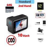 กล้องโกโปร9/10แอคชั่น GoPro มือถือ2nd วิดีโอ5K 20MP ภาพถ่ายกล้องกีฬาสีหน้าจอด้านหน้ามือสอง