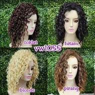 WIG KERITING WANITA PRIA PENDEK KRIBO CURLY TANPA PONI RAMBUT ASLI 105