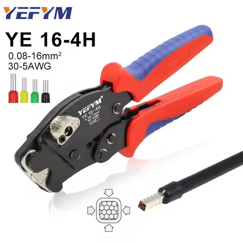 Ferrule Crimping Tool YE 16-4H Tubular Terminals 0.08-16mm²/30-5AWG Mini Pliers Adjust Knob To Contr