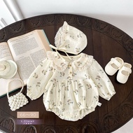 Lc. Kids Sweet Lace Collar Cotton Yarn Onesie+Hooded Baby Onesie Girl